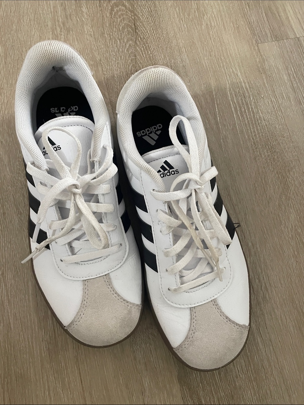 adidas White Sneakers with Black Stripes